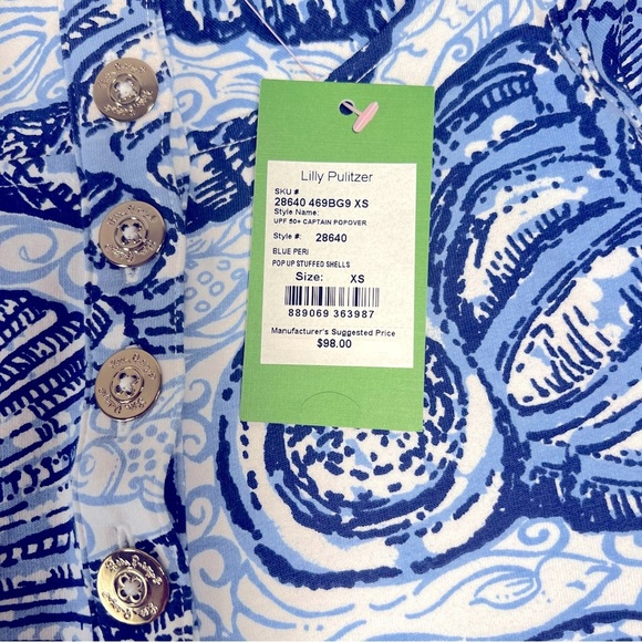 Lilly Pulitzer UPF 50+ Captain Popover Peri Blue Pop Up Stuffed Shells Sz XS NWT - Picture 15 of 15